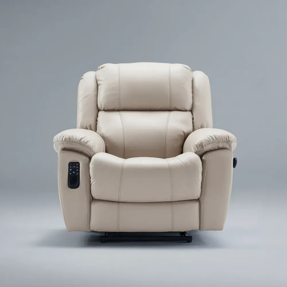 Recliner Chair 85x90x100 cm Faux Leather Beige – Modern Design with Massage Function