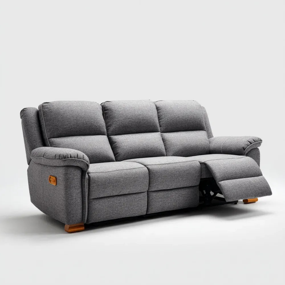 Recliner Sofa Set Fabric Upholstered 210x90x100 cm - Light Gray - Modern Design