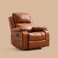 Leather Recliner Chair with Cup Holder - 95x90x105 cm - Brown - Modern Design