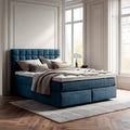 Double Bed Upholstered Fabric 200x140x120 cm - Blue - Modern Design