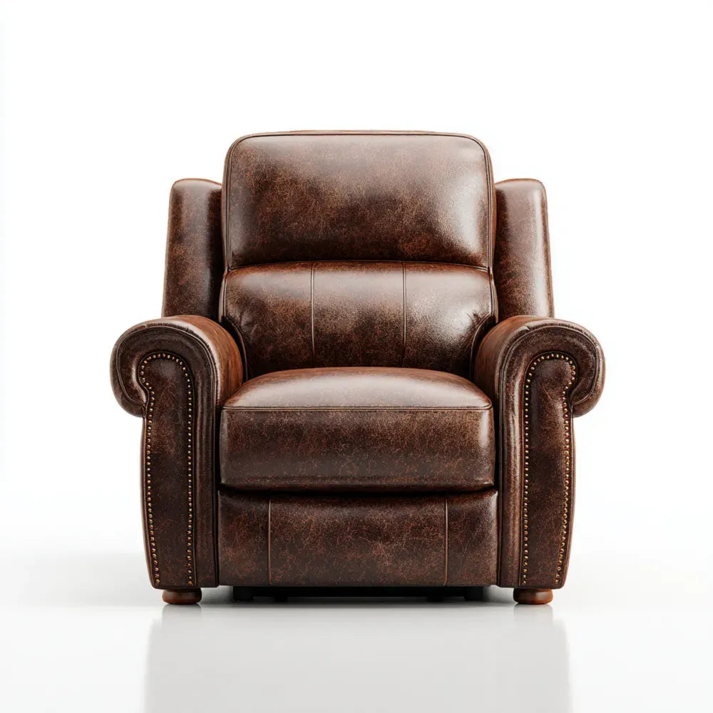 Recliner Leather Chair 85x90x100 cm – Brown – Classic Design