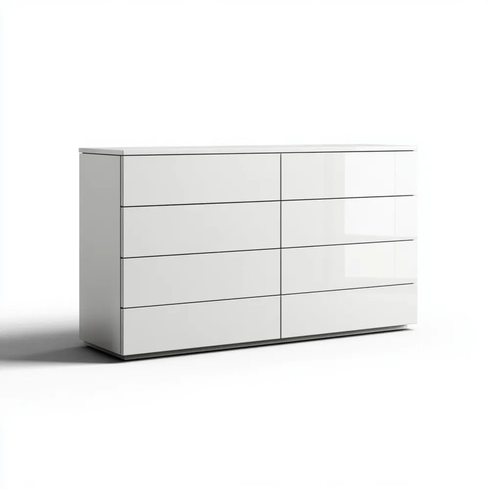 Modern Style Chest of Drawers 120x40x75 cm - High Gloss White Finish
