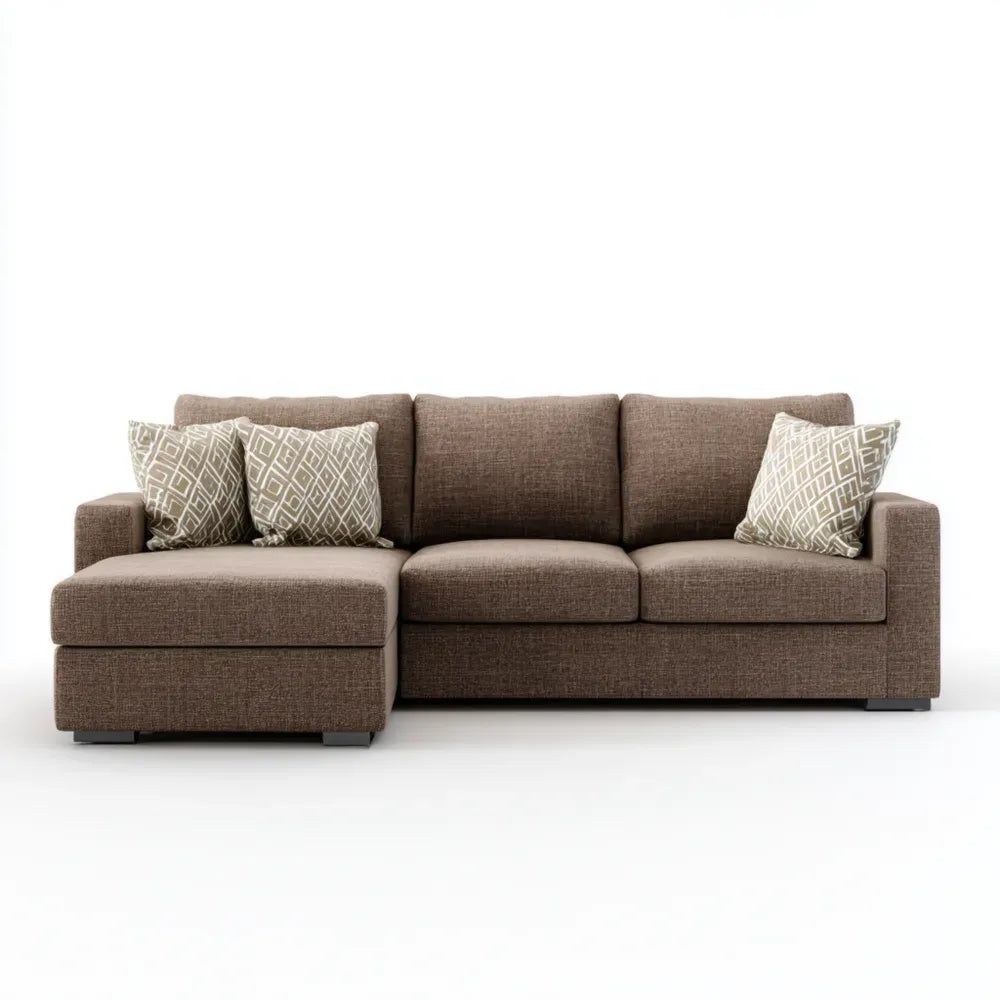 Modern Sectional Sofa Fabric Upholstery 250x160x85 cm - Brown