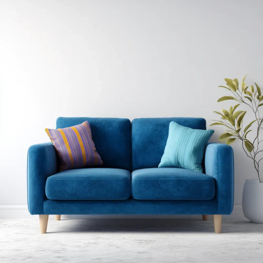 Modern Fabric Loveseat Sofa - Blue - 125x80x85 cm