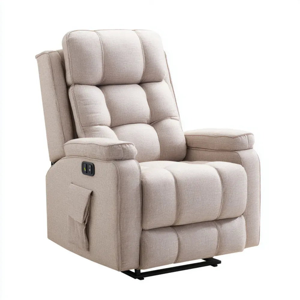 Recliner Chair 80x90x105 cm Fabric Upholstery Beige – Modern Design