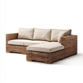 Outdoor Patio Sofa Set - Wicker 3-Seater with Cushions - 210 x 85 x 80 cm - Beige - Contemporary Style