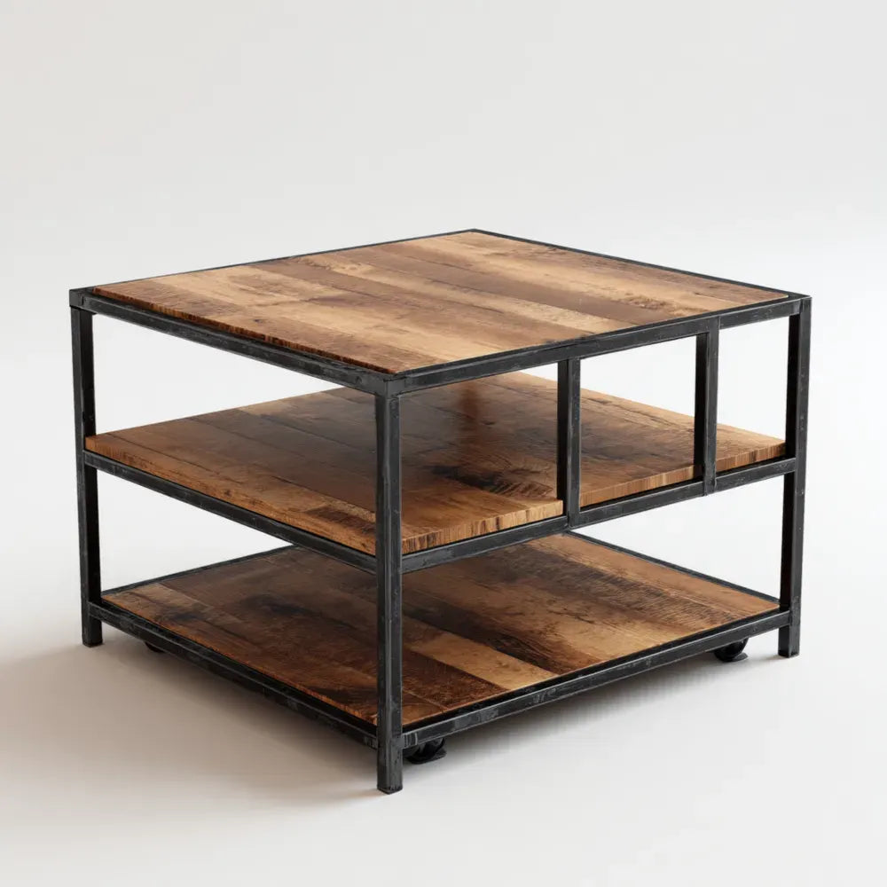 Rustic Industrial Coffee Table 60x60x45 cm - Brown