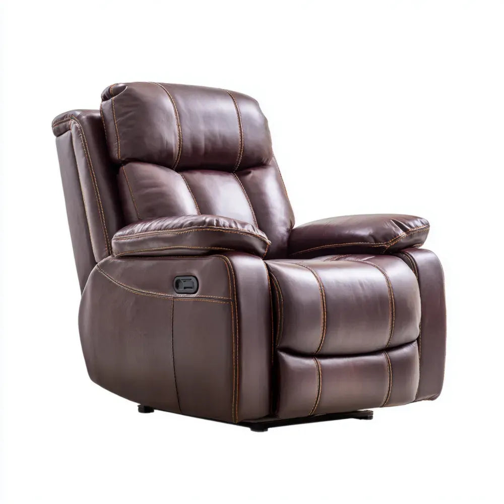 Recliner Chair 90x95x100 cm Leather Upholstery Brown - Ergonomic Design