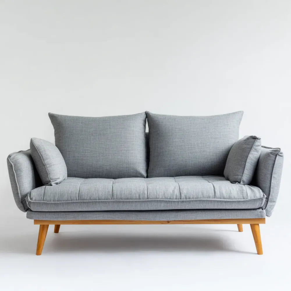 Modern Sofa Set 150x85x75 cm - Light Grey Fabric Upholstered