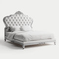 Double Bed - Upholstered Frame 200x160x120 cm - White - Classic Design