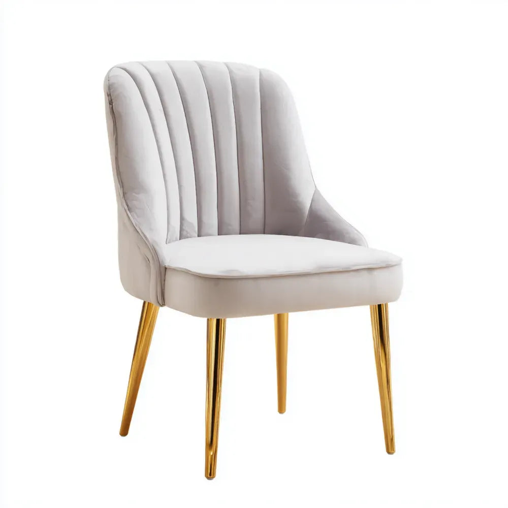 Dining Chair Upholstered Velvet 45x50x85 cm – Light Grey – Modern Design