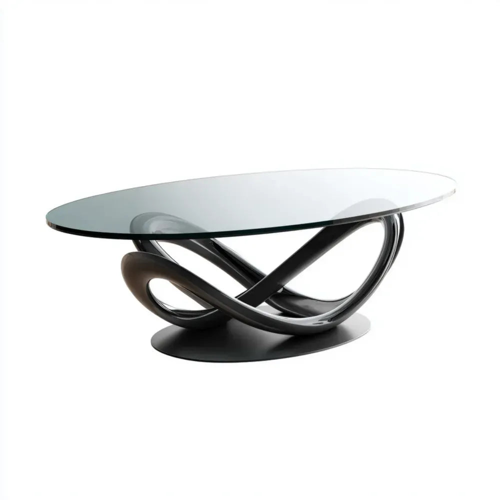 Glass Top Coffee Table – 120x60x45 cm – Clear/Black – Modern Twist Design
